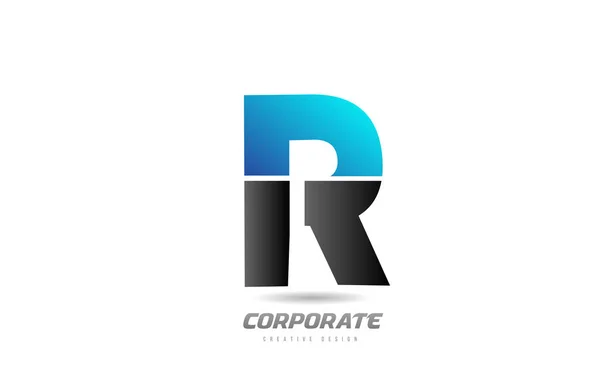 Azul alfabeto preto letra R logotipo ícone design para o negócio —  Vetores de Stock