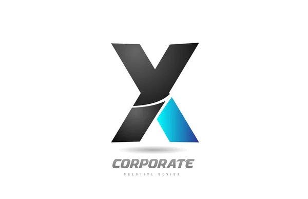 商务用蓝色黑字母表X标志图标设计 — 图库矢量图片