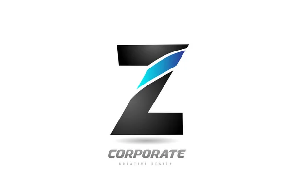 Iş için mavi siyah alfabe harfi Z logo simgesi tasarımı — Stok Vektör