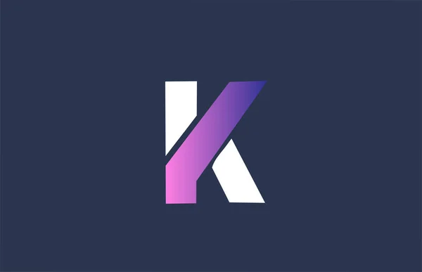 Rosa alfabet blå K bokstav logotyp design ikon för företag busines — Stock vektor