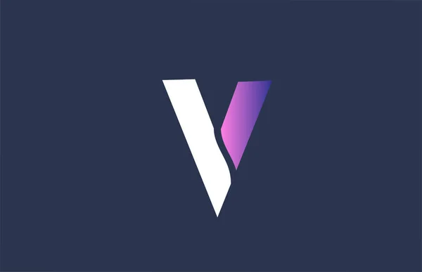 Pink alphabet blue V letter logo design icon for company busines — Stock Vector