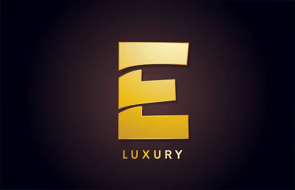 Oro E alfabeto de lujo letra logotipo icono de diseño para los negocios — Vector de stock
