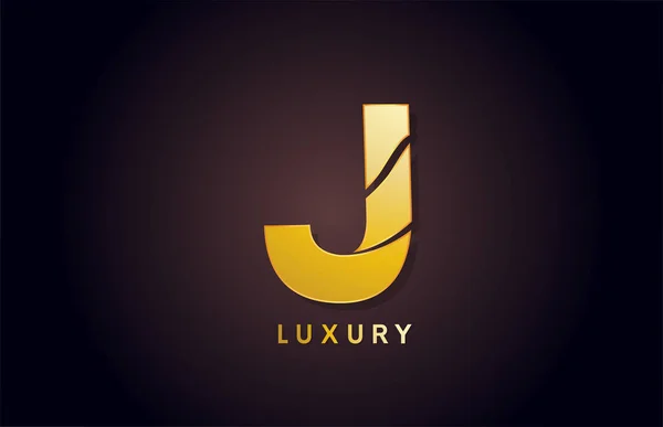 Dourado J alfabeto de luxo letra logotipo design ícone para o negócio —  Vetores de Stock