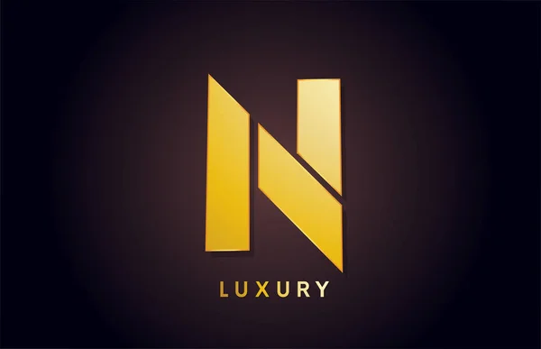 Złote N luksusowy alfabet litera logo ikona projektowania dla biznesu — Wektor stockowy