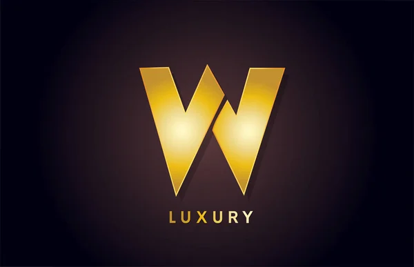 Golden W luxury alphabet letter logo design icon for business — ストックベクタ