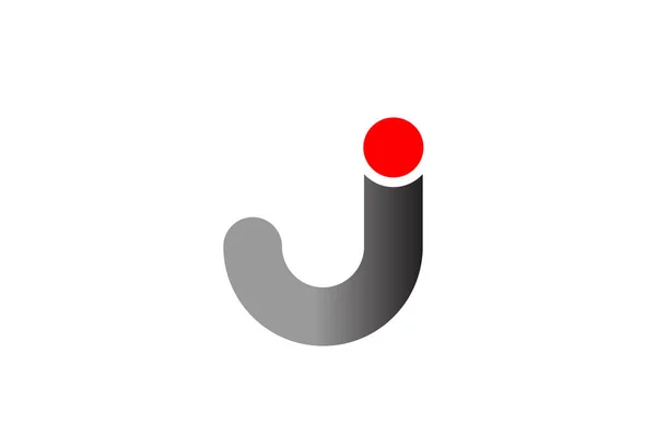 Letter J logo alfabet ontwerp pictogram voor bedrijf grijs rood — Stockvector