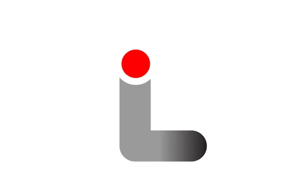Letra L logotipo alfabeto icono de diseño para la empresa gris rojo — Archivo Imágenes Vectoriales
