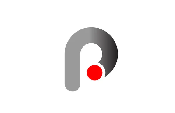 Betű P logó ábécé design ikon üzleti szürke piros — Stock Vector