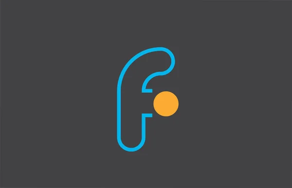 Letra f logotipo línea alfabeto diseño icono en azul naranja para busin — Vector de stock