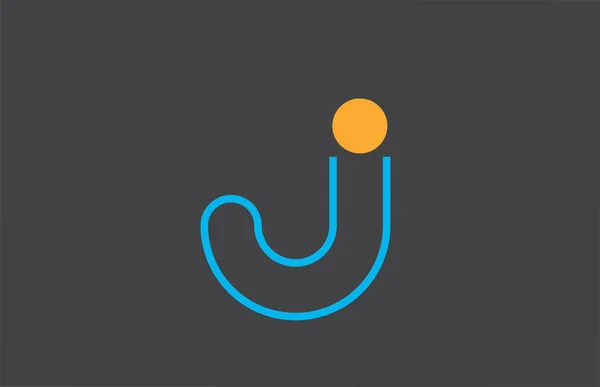 Litera j logo linii alfabetu projekt ikona w kolorze niebieskim pomarańczowy dla busin — Wektor stockowy