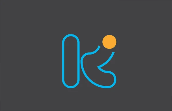Letter k logo line alphabet design icon in blue orange for busin — Stock Vector