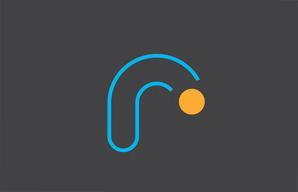 Letter r logo lijn alfabet ontwerp icoon in blauw oranje voor busin — Stockvector