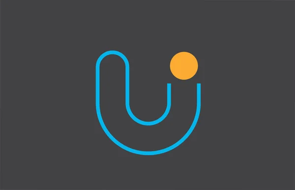 Buchstabe u Logo Linie Alphabet Design-Symbol in blau orange für Busin — Stockvektor