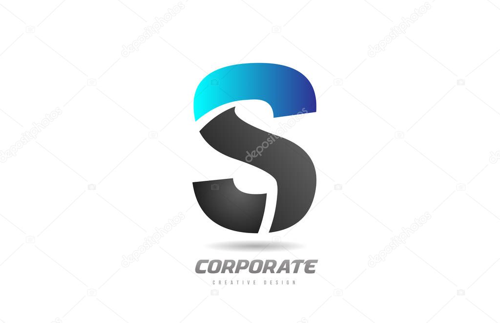 Blue black alphabet letter S logo icon design for business. Suitable for a company