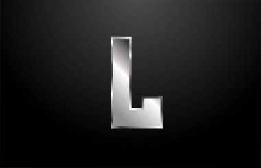 silver metal alphabet letter L logo icon design template