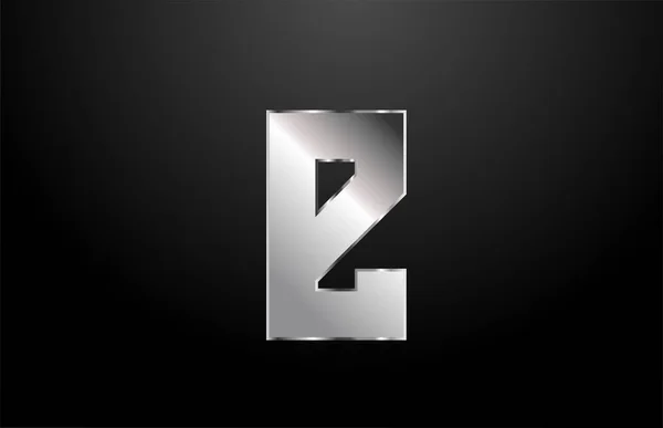 Silver metal alphabet letter E logo icon design template — Stock Vector