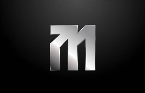 Ασημί μεταλλικό αλφάβητο γράμμα M λογότυπο πρότυπο σχεδιασμού εικονίδιο — Διανυσματικό Αρχείο