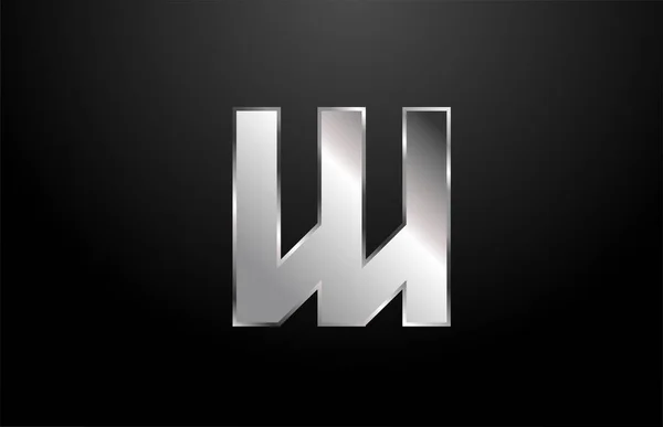 Silver metal alphabet letter W logo icon design template — Stok Vektör