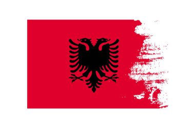 grunge texture Albania country flag national symbol. Scratched c