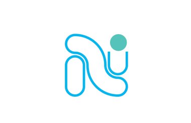 Bu için mavi ve yeşil harf n logo satır alfabe tasarım simgesi