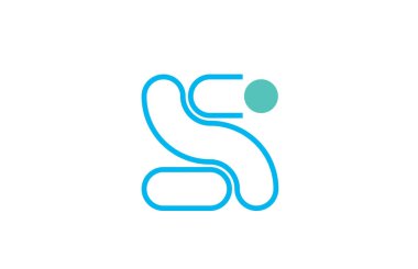 Bu için mavi ve yeşil harf logo satır alfabe tasarım simgesi