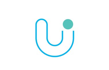 U harfi alfabe dizayn simgesi mavi ve yeşil bu için