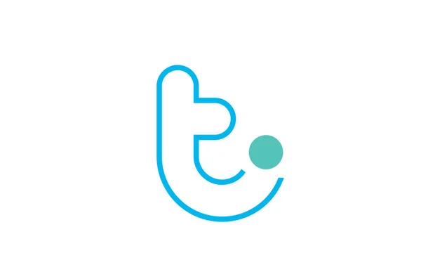 Buchstabe t Logo Linie Alphabet Design-Symbol in blau und grün für bu — Stockvektor