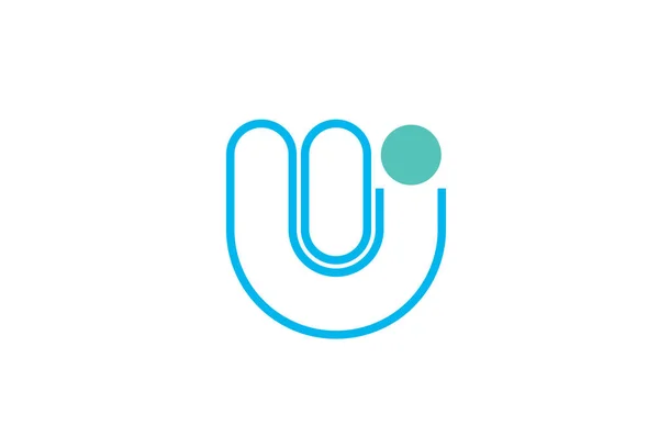 Buchstabe w Logo Linie Alphabet Design-Symbol in blau und grün für bu — Stockvektor