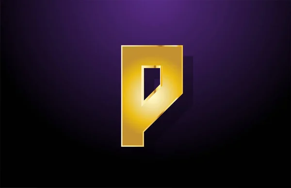 Goudgele letter P alfabet logo icoon ontwerp voor compan — Stockvector