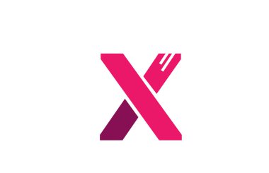 İş ortaklığı için pembe beyaz alfabe harfi X logo tasarım simgesi