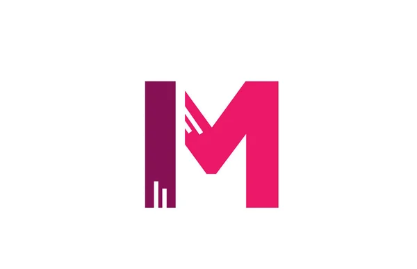 Roze witte alfabet letter M logo design icoon voor zakelijke compa — Stockvector