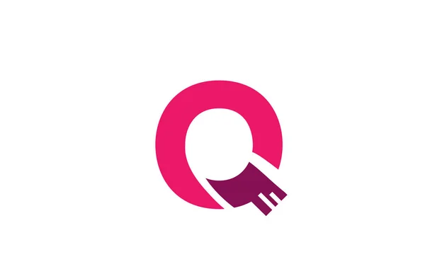 Cor-de-rosa alfabeto branco letra Q logotipo design ícone para o negócio compa — Vetor de Stock