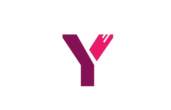 Розовый белый алфавит буква Y логотип дизайн значок для бизнес-компании — стоковый вектор