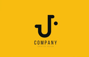 J yellow black alphabet letter for company logo icon design