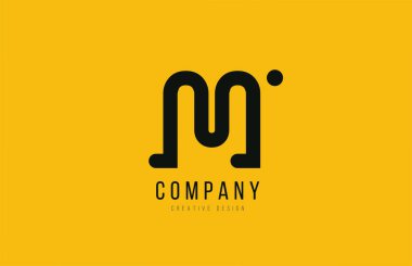 M yellow black alphabet letter for company logo icon design