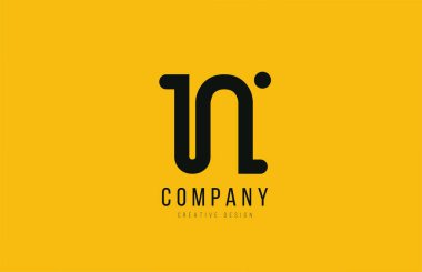 N yellow black alphabet letter for company logo icon design