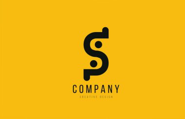 S yellow black alphabet letter for company logo icon design