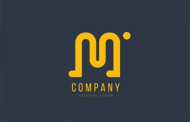 yellow M alphabet letter for company logo or logotype icon desig