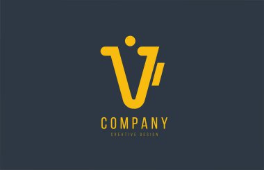 yellow V alphabet letter for company logo or logotype icon desig