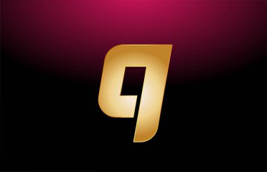 gold golden metal alphabet letter Q logo company icon design