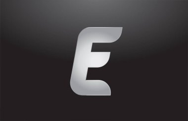 metal alphabet letter silver E grey logo business company design