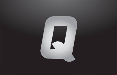 metal alphabet letter silver Q grey logo business company design
