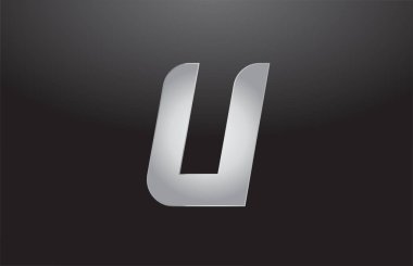 metal alphabet letter silver U grey logo business company design