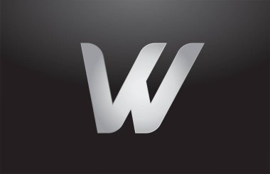 metal alphabet letter silver W grey logo business company design