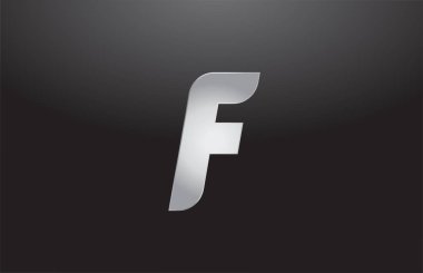 metal alphabet letter silver F grey logo business company design
