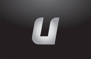 metal alphabet letter silver U grey logo business company design