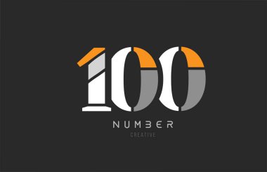 number 100 one hundred for company logo icon design in grey oran