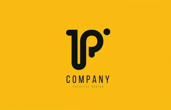 P letra de alfabeto negro amarillo para el diseño del icono del logotipo de la empresa — Vector de stock