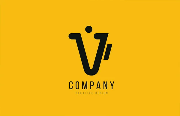 V yellow black alphabet letter for company logo icon design — Stok Vektör