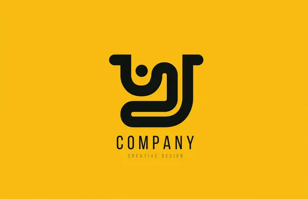 Y giallo nero alfabeto lettera per la società logo icona design — Vettoriale Stock